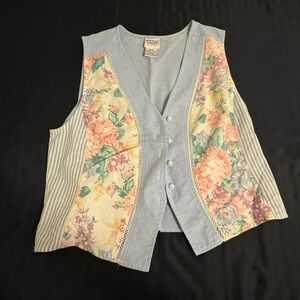 VINTAGE nappa valley floral vest size M